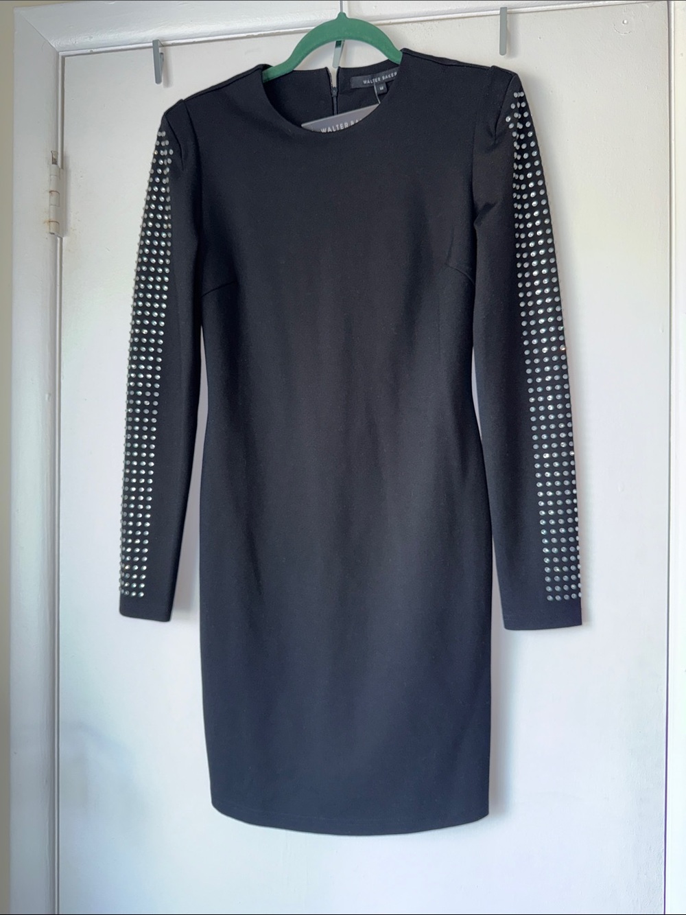 Walter Baker sequin Black Long-Sleeve Studded Sheath Dress party NWT Tessa